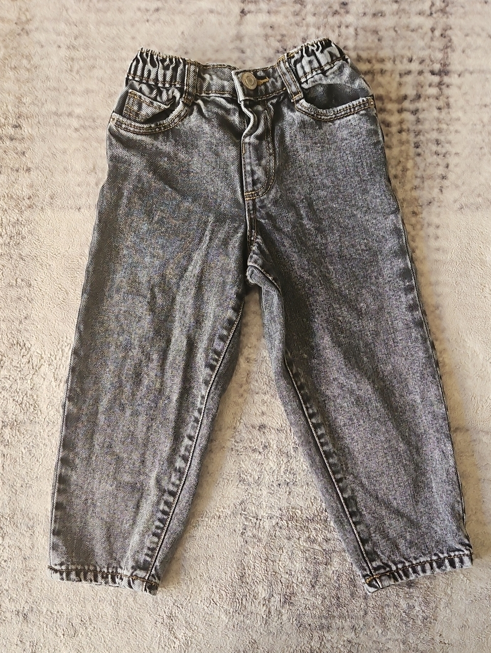 Zara Kids Black-Gray Elastic-Waist Denim Jeans